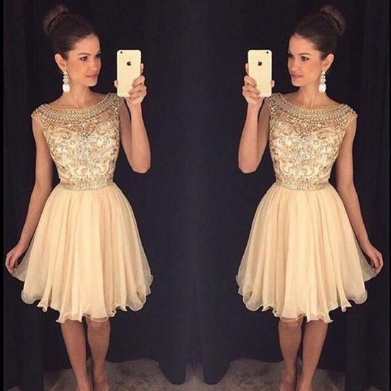 Stylish Bateau Short Homecoming Dresses with Beading Under 100 - Click Image to Close