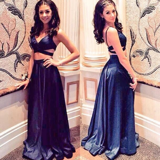 Sexy Prom Dress - Dark Navy Two Piece for Women - Click Image to Close