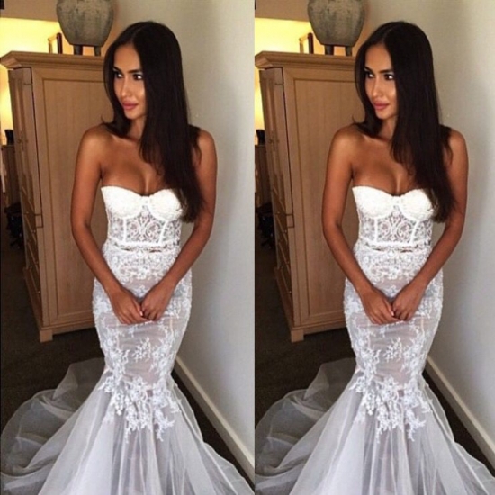 Sexy Sweetheart Long Mermaid Wedding Dress with Appliques - Click Image to Close