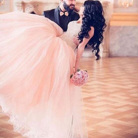 Ball Gown Sweetheart Light Pink Organza Prom Dress with Beading - Click Image to Close