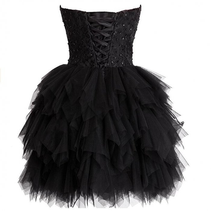 Vintage Black Ball Gown Homecoming/Prom Dresses with Sequins Lace ...