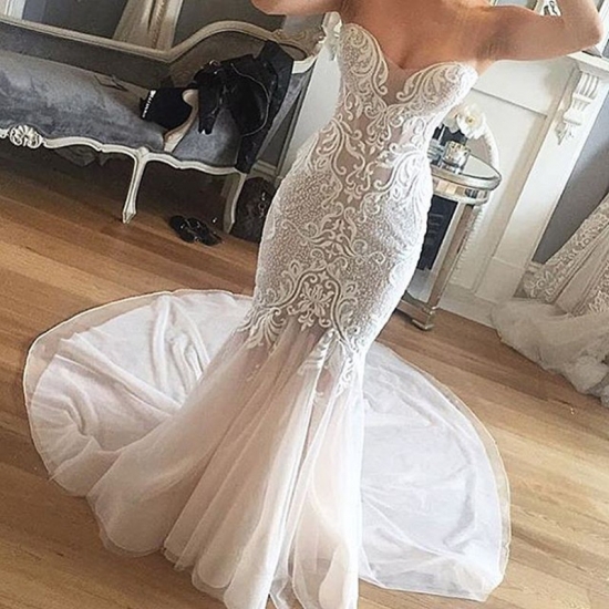 Mermaid Sweetheart Court Train Beading Wedding Dress with Lace - Click Image to Close