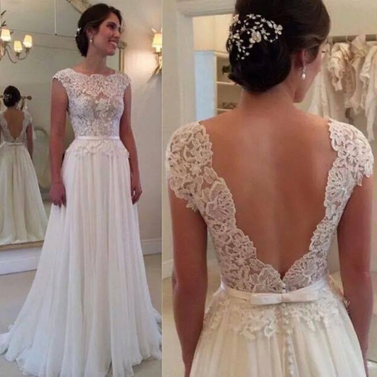 Hot Selling Backless Lace Wedding Dresses with Sash - Click Image to Close