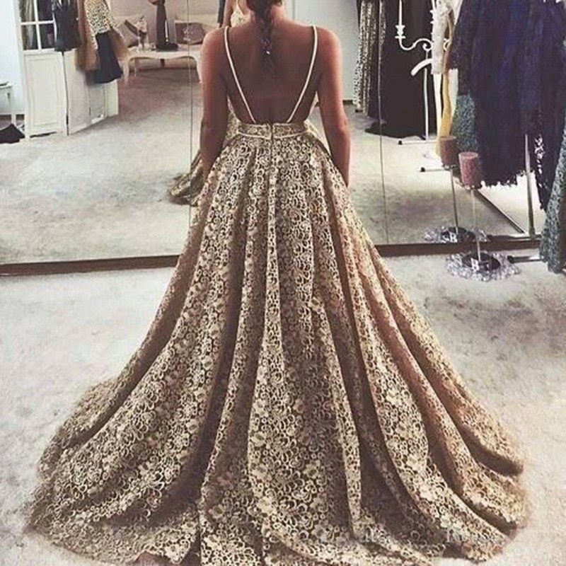 gold dress with train