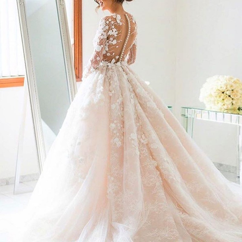 pearl pink wedding dress