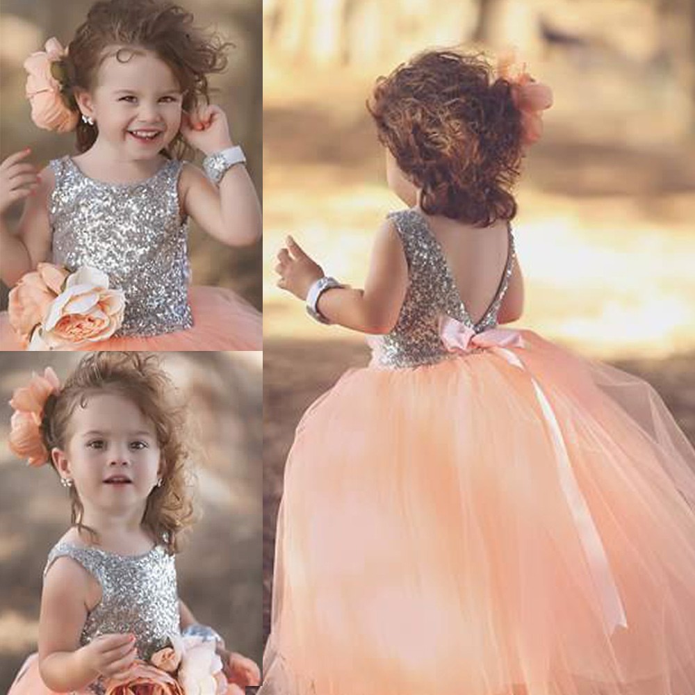 coral color flower girl dresses