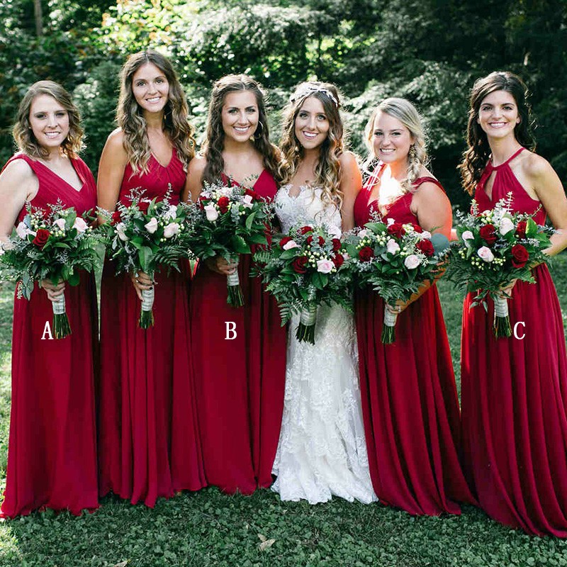 dark red bridesmaid dresses
